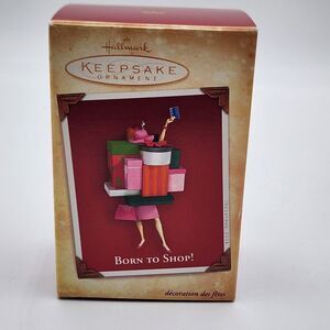 Hallmark Born To‎ Shop Christmas Ornament Lady Holding Packages & Credit Card